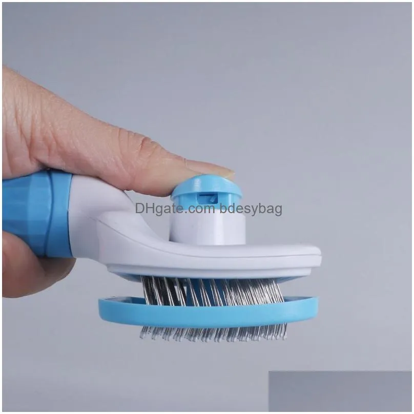 Dog Grooming Hair Removal Comb Dog Grooming Brush Stainless Steel Cats Combs Matic Non-Slip Brushs For Cleaning Supplies Drop Delivery Dhxim