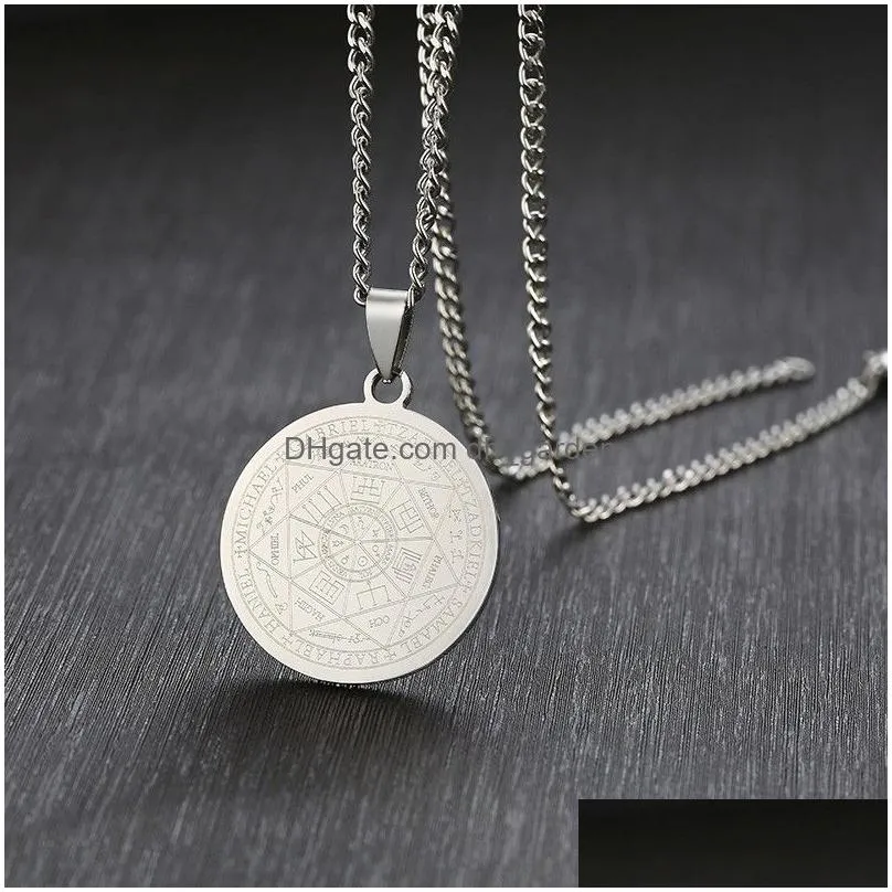 Chains The Seal Of Seven Archangels By Asterion Solomon Kabh Amet Pendant Necklace Stainless Steel Male Jewelry Gift Drop De Dhgarden Otcth
