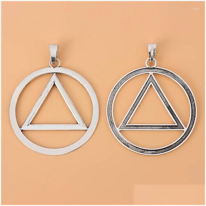 pendant necklaces 5pcs silver color alcoholics anonymous recovery sobriety triangle symbol round charms pendants for necklace jewelry