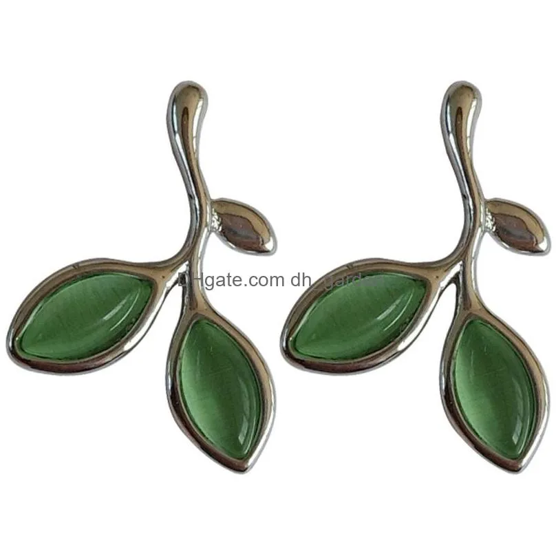 Stud Mori Tree Branch Ear Nail Cat-Eye Earring Small  Sweet Green Stude Students Earrings Women Jewelry Drop Delivery Je Dhgarden Otsfw