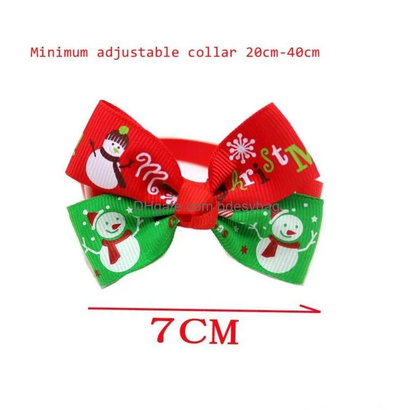 Dog Apparel Handmade Dog Apparel Christmas Holiday Pet Cat Collar Bow Tie Adjustable Neck Strap Grooming Accessories Supplies Drop Del Dhucf