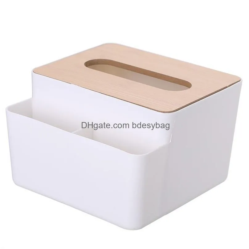 Tissue Boxes & Napkins Fashion Designer Tissue Box Wooden Er Toilet Paper Solid Wood Napkin Holder Case Simple Stylish Home Car Dispen Dhtlf