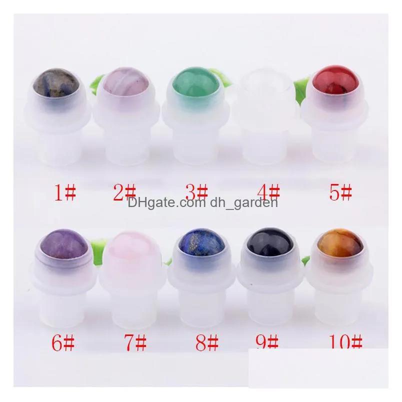 natural gemstone  oil roller ball bottles clear perfumes oils liquids roll on bottle with crystal chips