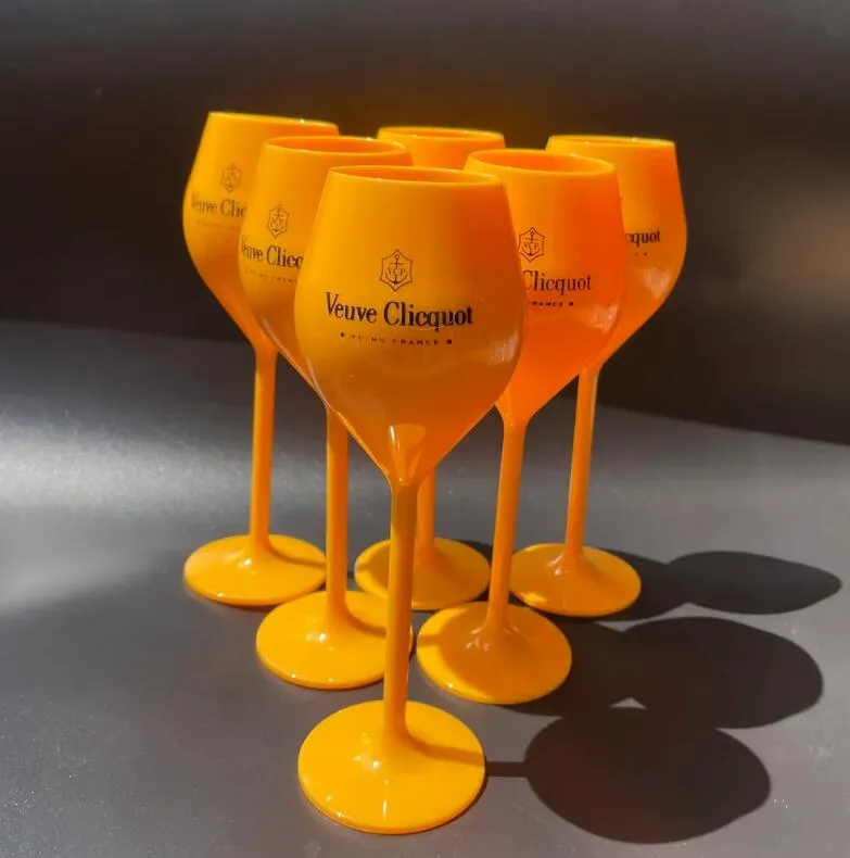 Wine Glasses Wine Glasses 6Pcs Veuve Yellow Label Polycarbonate Clicquot Champagne Flutes Coupes Wisky Cups6361734 Drop Delivery Home Dhokp