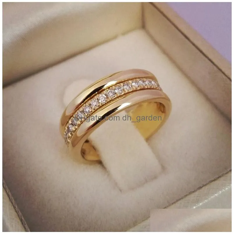 Band Rings Huitan Classic Wedding Women Ring Simple Finger Rings With Middle Paved Cz Stones Understated Delicate Female Eng Dhgarden Otx6Q