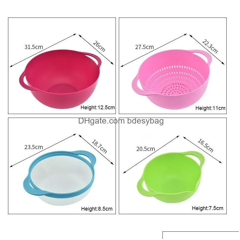 Salad Tools Mixing Salad Tools Bowls Pp Measuring Spoons Drain Basket Bowl Home Storage Organizer Baking Cooking Kitchen Tool 8Pcs/Set Dhjdr