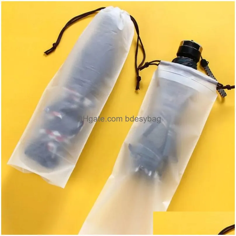 plastic bag matte translucent umbrella storage bag reusable portable umbrella drawstring storage cover home storage organizer lx5400