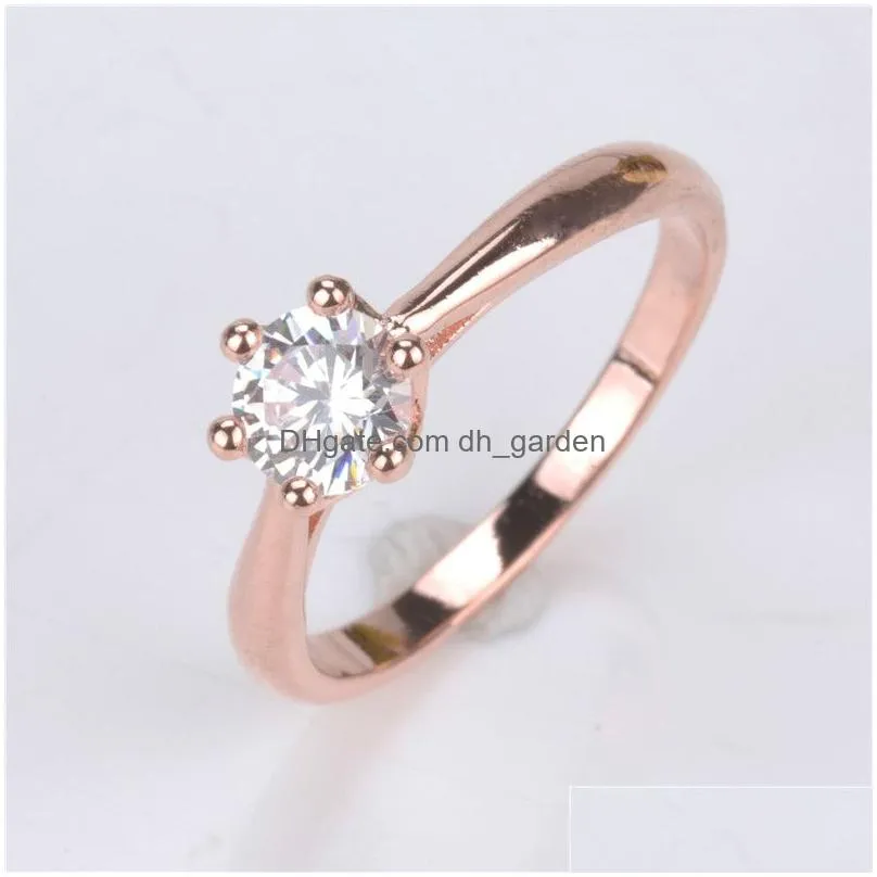 Band Rings Simple Rings For Women Sier-Plated Cubic Zirconia Round Stone Classic Jewelry Bridal Wedding Engagement Anillos C Dhgarden Otcx7