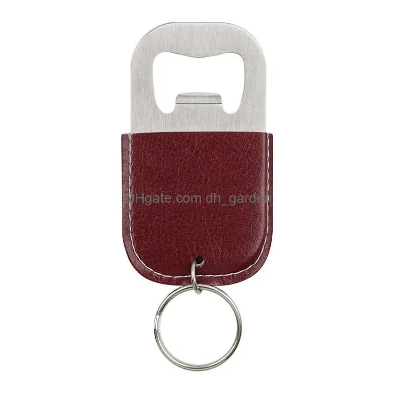 stainless steel beer bottle opener keychain portable leather keychain corkscrew diy home kitchen tools