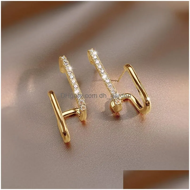 Stud New Shiny Four Claws Stud Earrings For Women Dainty Crystal Earring Girls Birthday Party Wedding Fashion Jewelry Drop D Dhgarden Ot3Pe