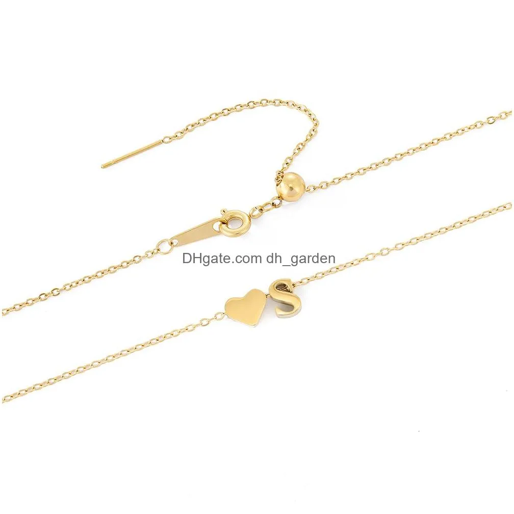 Pendant Necklaces 6Mm Heart Dainty Initial Diy Necklace Gold Color Letter Choker For Women Pendant Jewelry Gift Drop Deliver Dhgarden Otuhi