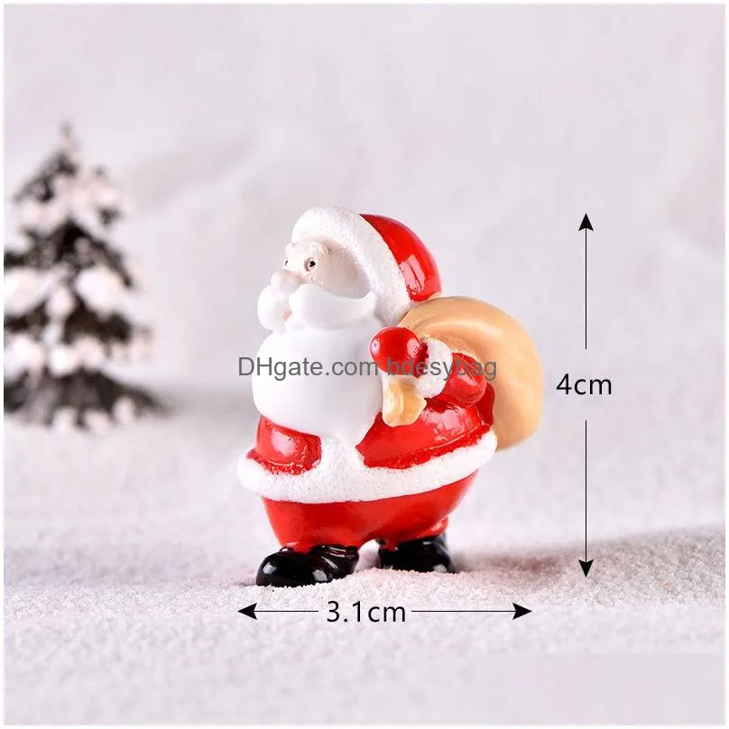 Christmas Decorations Mini Christmas Resin Elk Santa Claus Ornaments Merry Decoration For Home Figurines Miniatures New Year Xmas Box Dhdxu