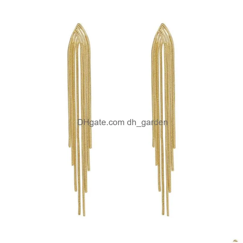 Dangle & Chandelier Vintage Gold Tassel Drop Earrings For Women Glossy Geometric Earring New Fashion Wedding Jewelry Drop De Dhgarden Otzo8