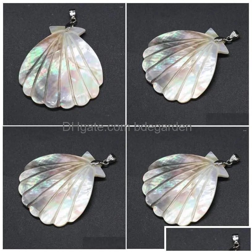 Pendant Necklaces Natural Mother-Of-Pearl Art Pendants Scallop Shape Shell For Trendy Jewelry Making Diy Necklace Earrings Crafts Drop