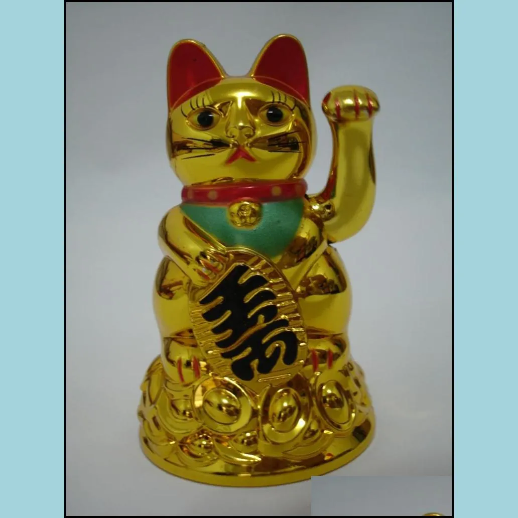 lucky cat chinese feng shui waving wealth fortune cat waving hand cat gold with retail box gift