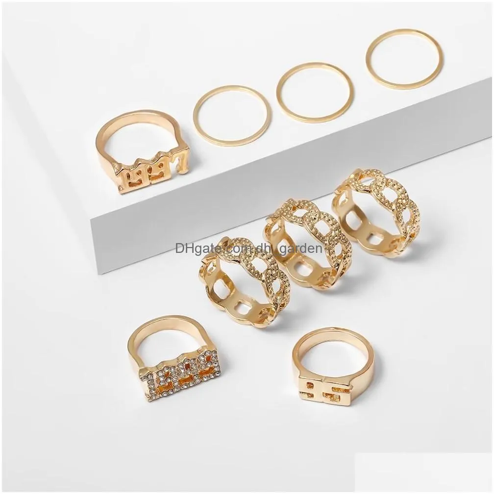 Band Rings Ingemark Luxury Crystal Infinity Rings Set For Women Girls Twisted Ring Couple Gold Color Engagement Wedding Jewe Dhgarden Otgph