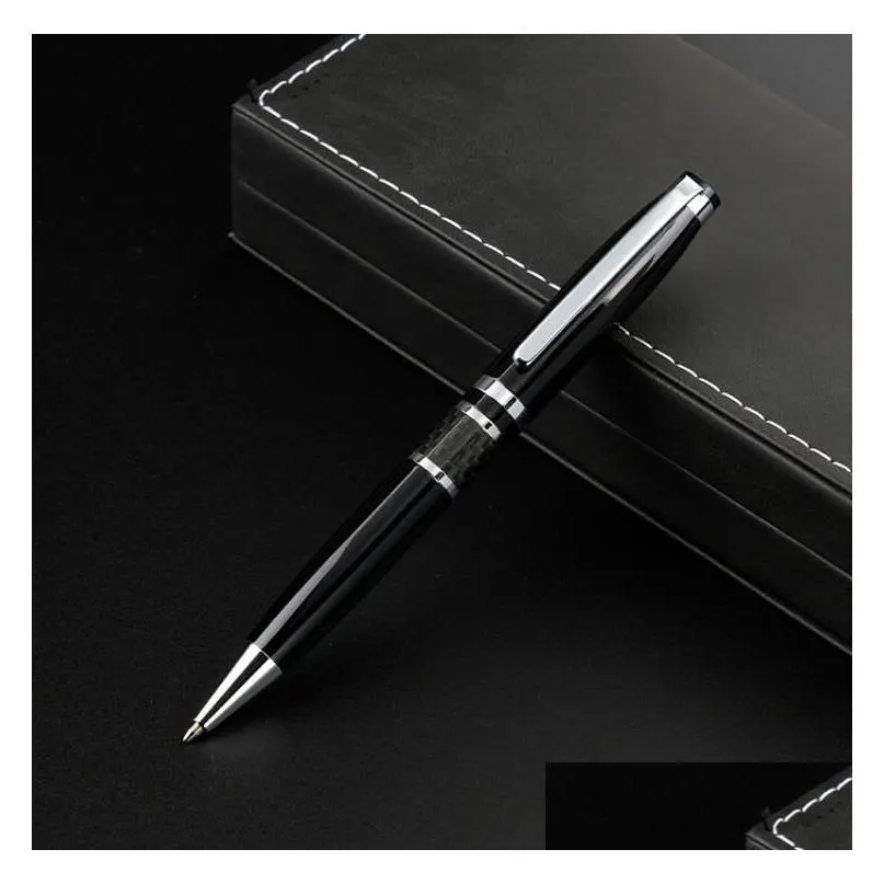 wholesale ballpoint pens limited edition santosdumont pen high quality sier black metal ball writing smooth office school supplies drop delive