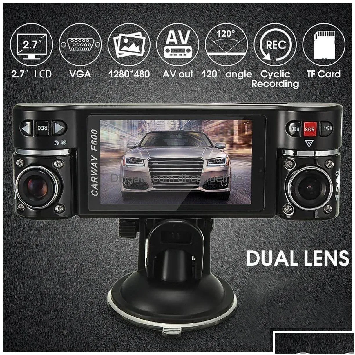 car dvr Car Dvrs Dvr 2.7 1080P Hd Cmos Camera Video Recorder Dash Cam Gsensor Gps Dual Lens Arrive Drop Delivery Mobiles Motorcycles Electron