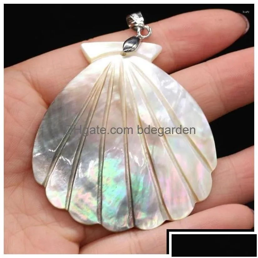 Pendant Necklaces Natural Mother-Of-Pearl Art Pendants Scallop Shape Shell For Trendy Jewelry Making Diy Necklace Earrings Crafts Drop