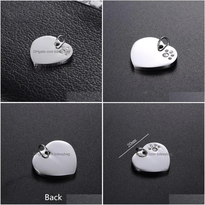 heart stainless steel cat dog collar tag pet charm pendant accessories id tag name telephone antilost za46045