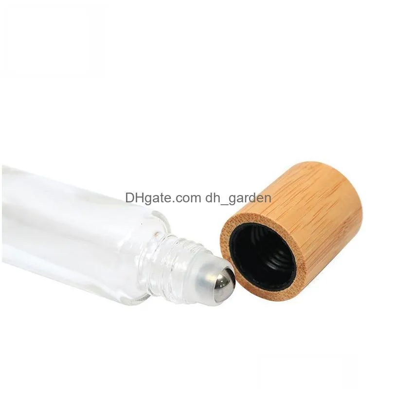 15ml glass roll on bottle reusable wooden essential oil perfume bottles portable personal cosmetic containers dhs
