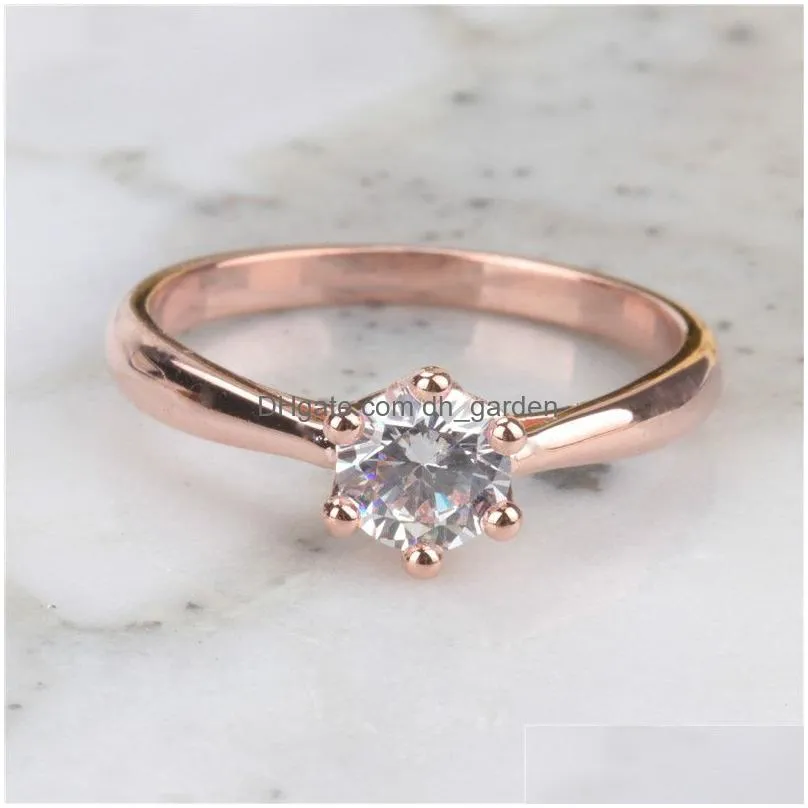 Band Rings Simple Rings For Women Sier-Plated Cubic Zirconia Round Stone Classic Jewelry Bridal Wedding Engagement Anillos C Dhgarden Otcx7