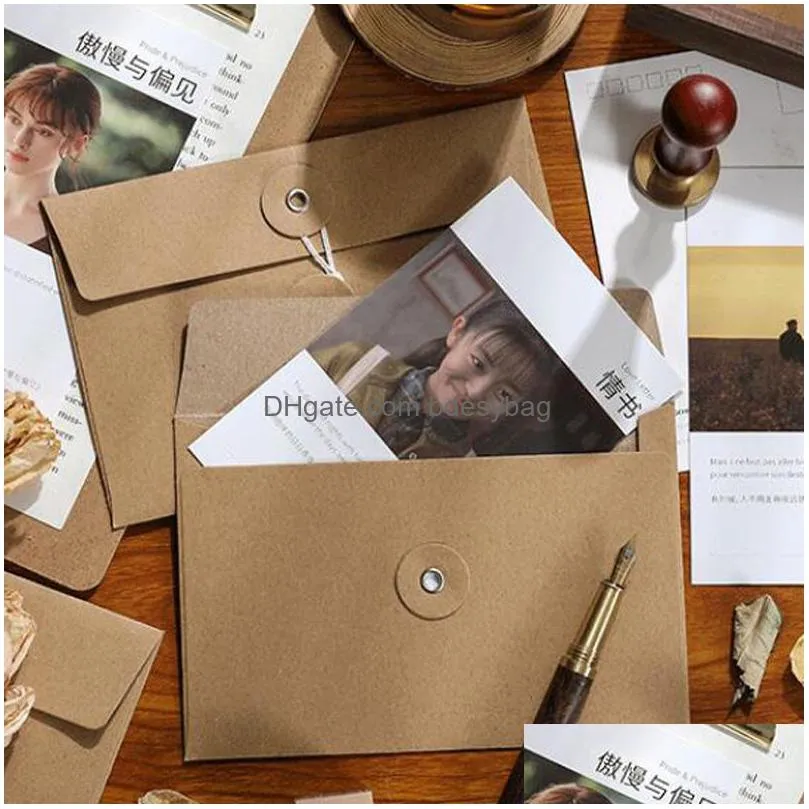 simple retro archive bag kraft paper envelope storage bag winding strap envelope bag wholesale lx4868