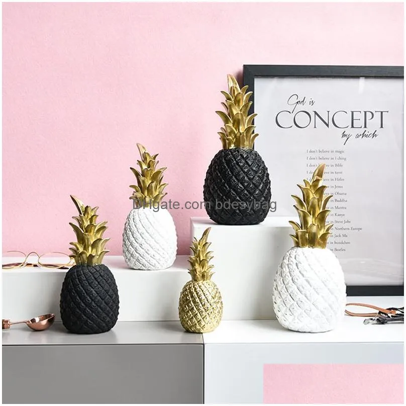 Decorative Objects & Figurines Nordic Light Luxury Decorative Objects Resin Pineapple Golden Creative Home Living Room Porch Model Sof Dhrsy