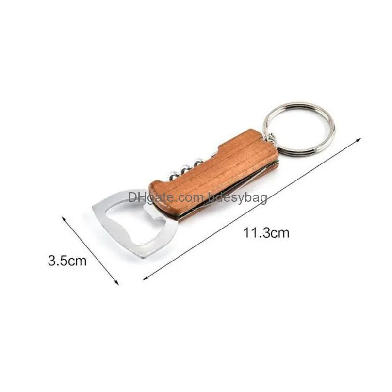 portable durable stainless steel keychain corrosionresistant anti wear keyring red wine bottle opener key chians wholesale lx1221