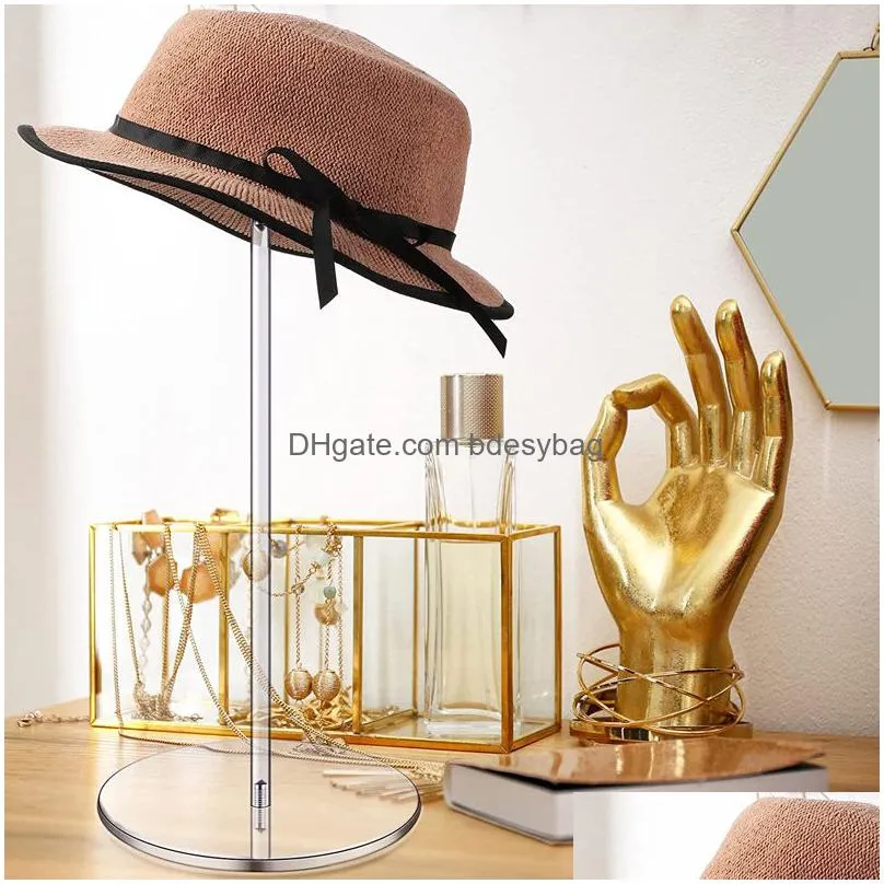 acrylic hat stand wig display rack clear stand baseball hat rack stand square round acrylic risers for display hat jewelry lx5365