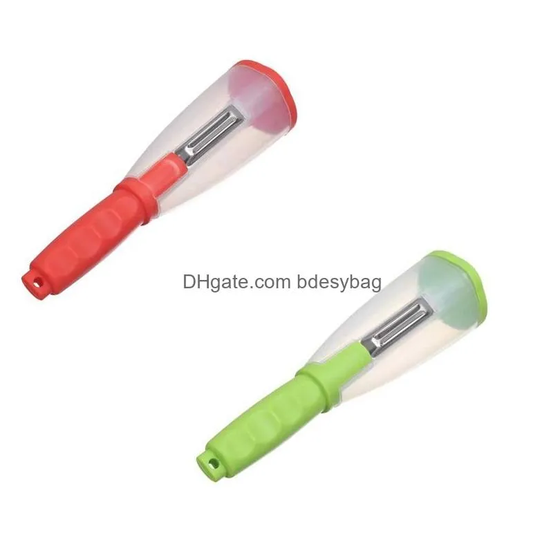 Fruit & Vegetable Tools Mtifunctional Vegetable Tools Storage Type Peeling Knife With Tube Peeler  Supplies Household Drop Delive Dh5Lb