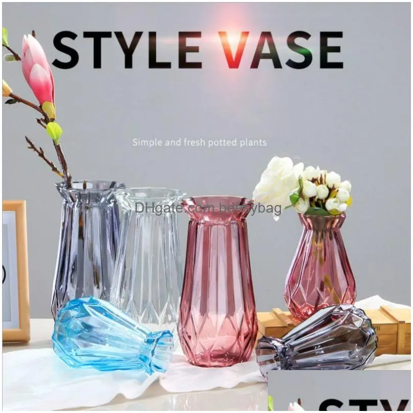 Vases Geometric Flower Glass Vases Origami Arranging Green Plants Hydroponic Device Nordic Vase Decoration Drop Delivery Home Garden H Dhkmd