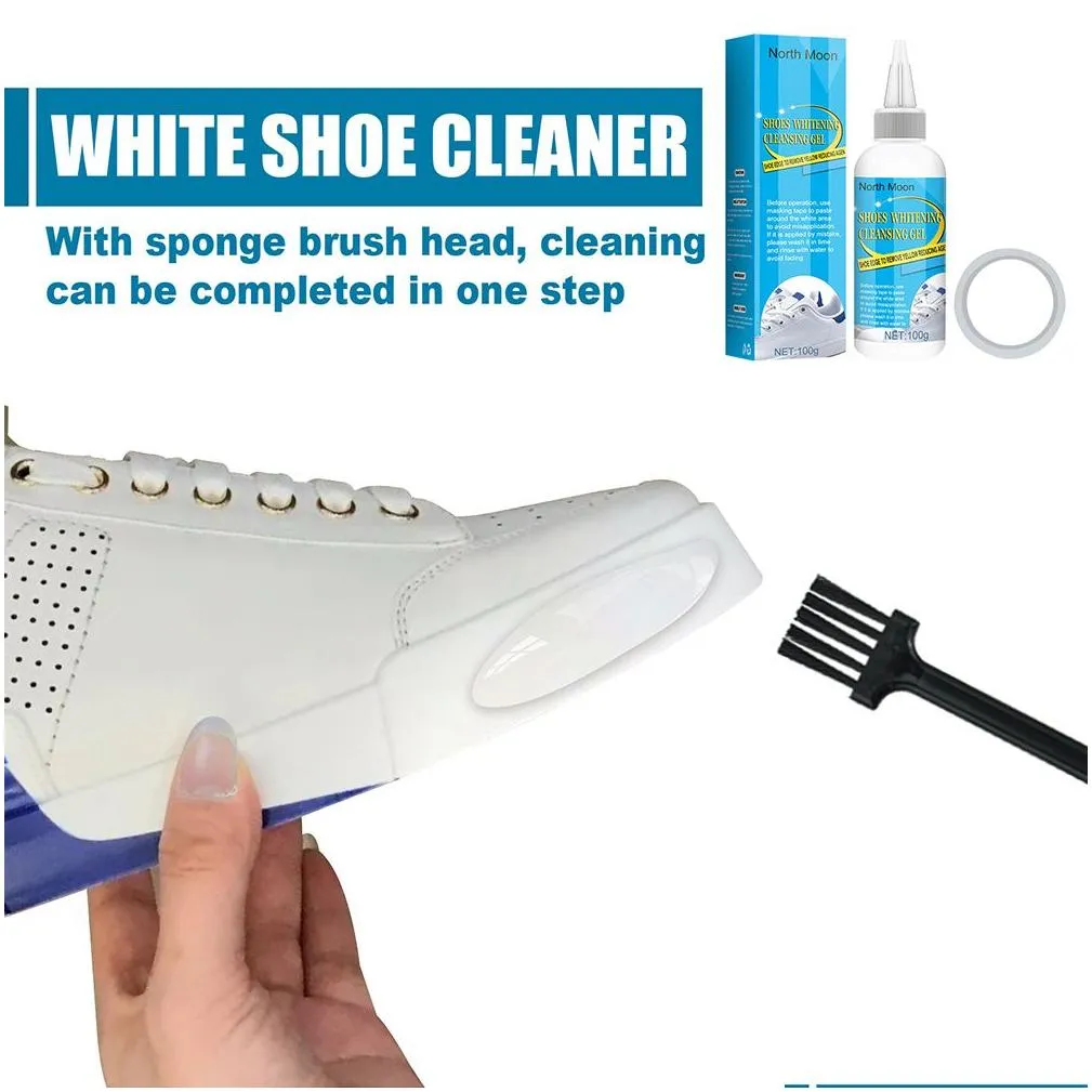  30/100ml white shoes cleaning gel clean shoe stain whitening cleansing polish foam deoxidizer gel for sneaker remove yellow edge