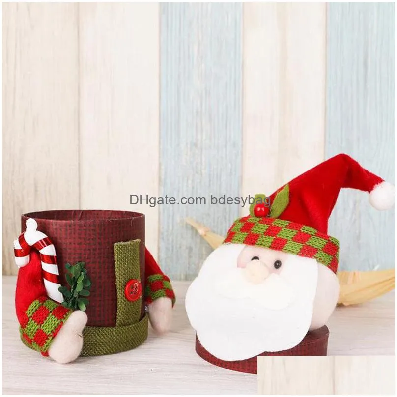 santa claus snow man/elk plush doll gifts box christmas ornaments kids candy gifts holder storage merry xmas decoration f20171838