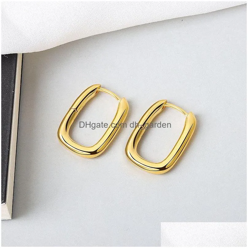 Hoop & Huggie 925 Sterling Sier O Shaped Earrings For Women Geometric French Gold Jewelry Party Accessories Gifts S-E1379 Dr Dhgarden Otkng