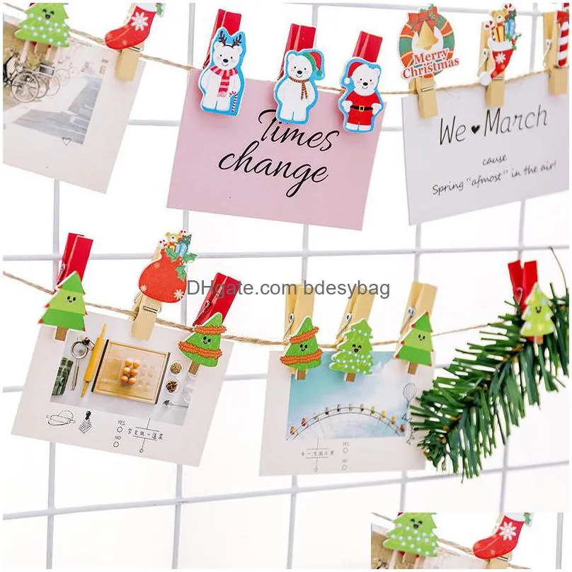 cute mini wooden clip color party decoration diy craft arts pegs lovely clamps memo paper photo clip christmas decor ct0346