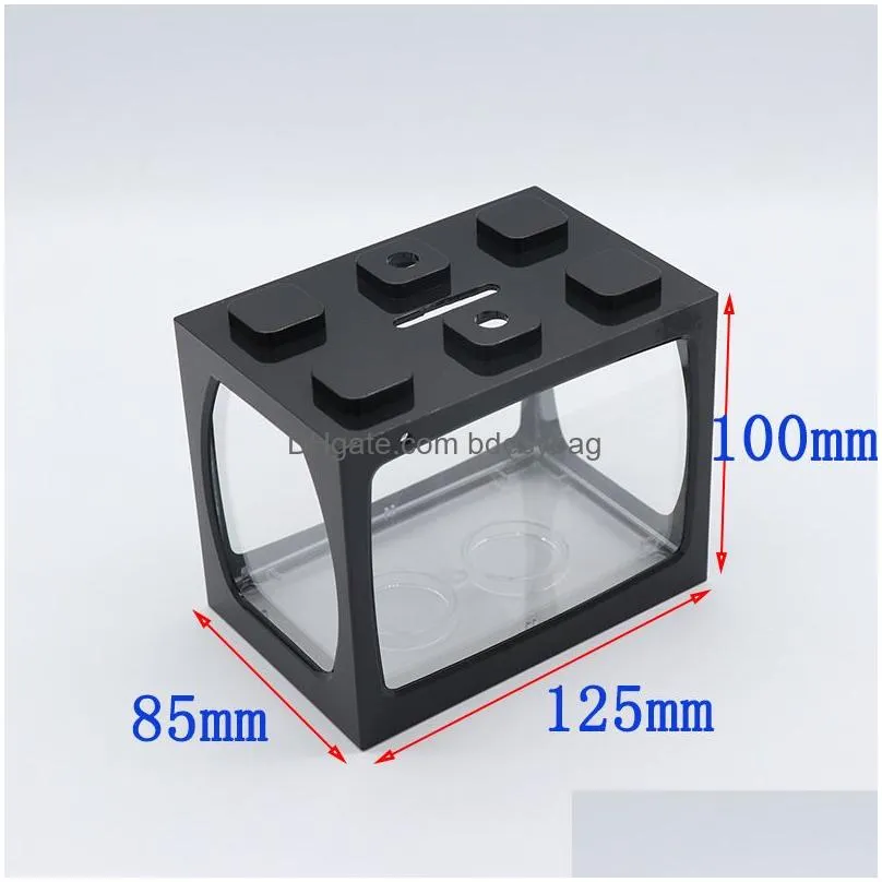 Aquariums Mini Aquarium Fish Tank With Led Lights Home Office Decoration Feeding Box Aquariums Accessories Drop Delivery Home Garden P Dhgfq