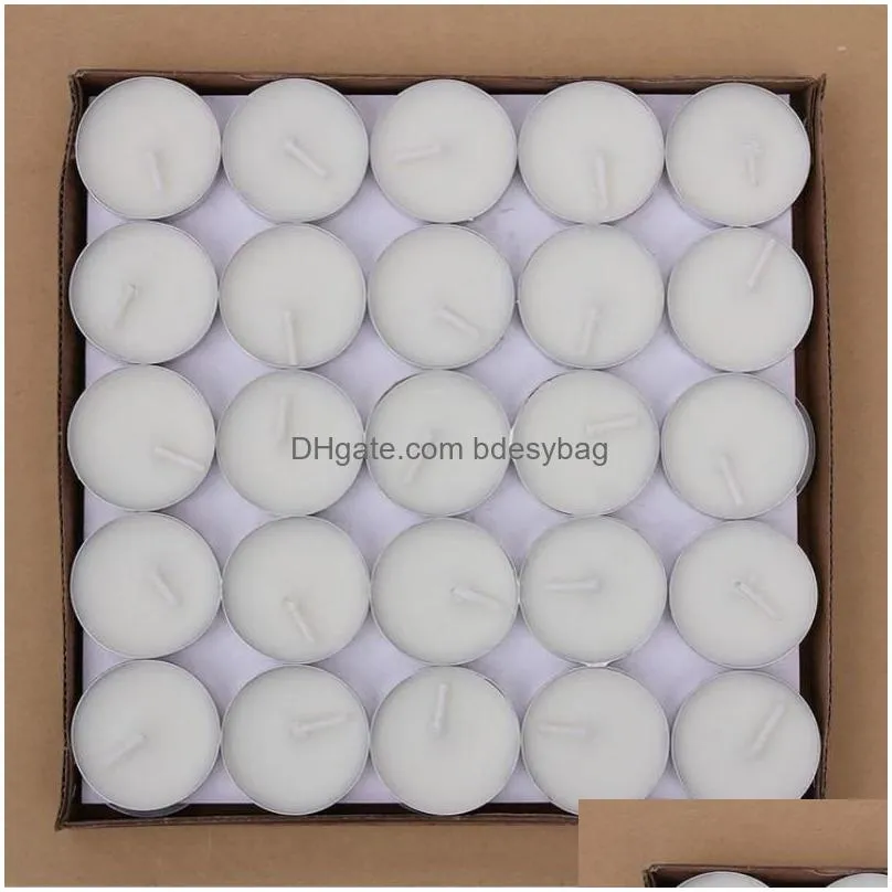 Candles Smokeless Tea Lights Candles Round Paraffin Valentine Gift Birthday Love Romantic Candle Wedding Decoration Drop Delivery Home Dhxaf