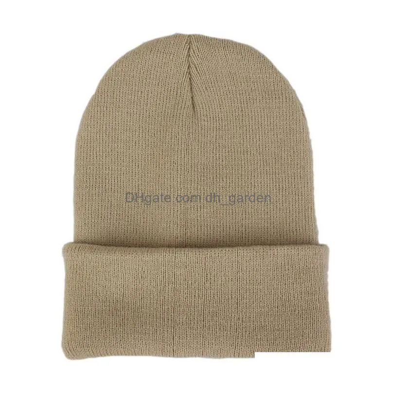 pure color knitted hats men and women outdoor warm hat embroidery wool hat simple beanie cap custom logo