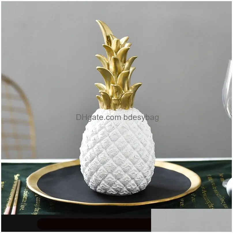 Decorative Objects & Figurines Nordic Light Luxury Decorative Objects Resin Pineapple Golden Creative Home Living Room Porch Model Sof Dhrsy