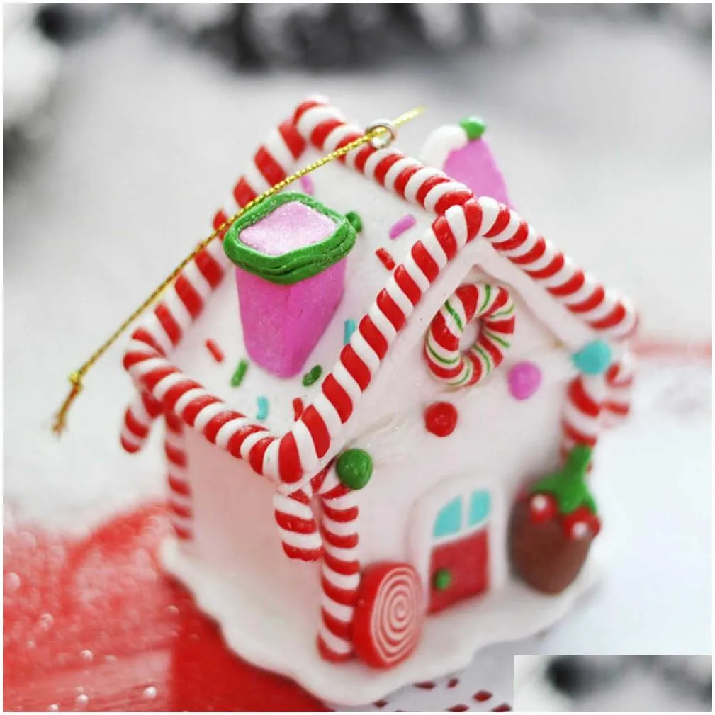 christmas house decorations polymer clay scene houses hanging pedent creative house ornaments christmas window scene layout prop