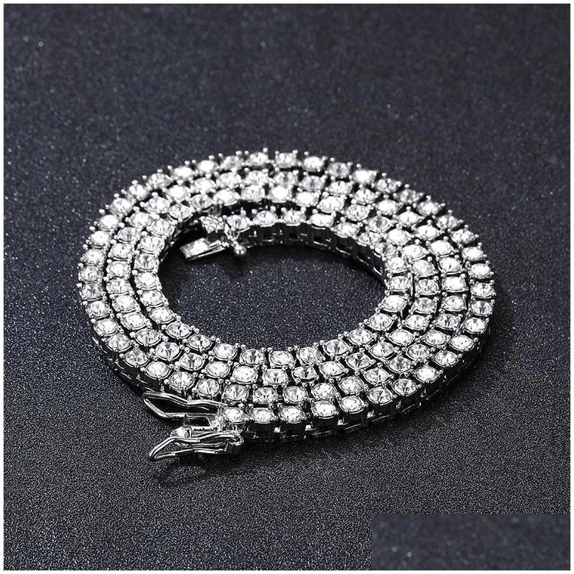 tennis chain diamond necklace luxury shine crystal cut zircon mens womens necklaces fashion hip hop jewelry party gift