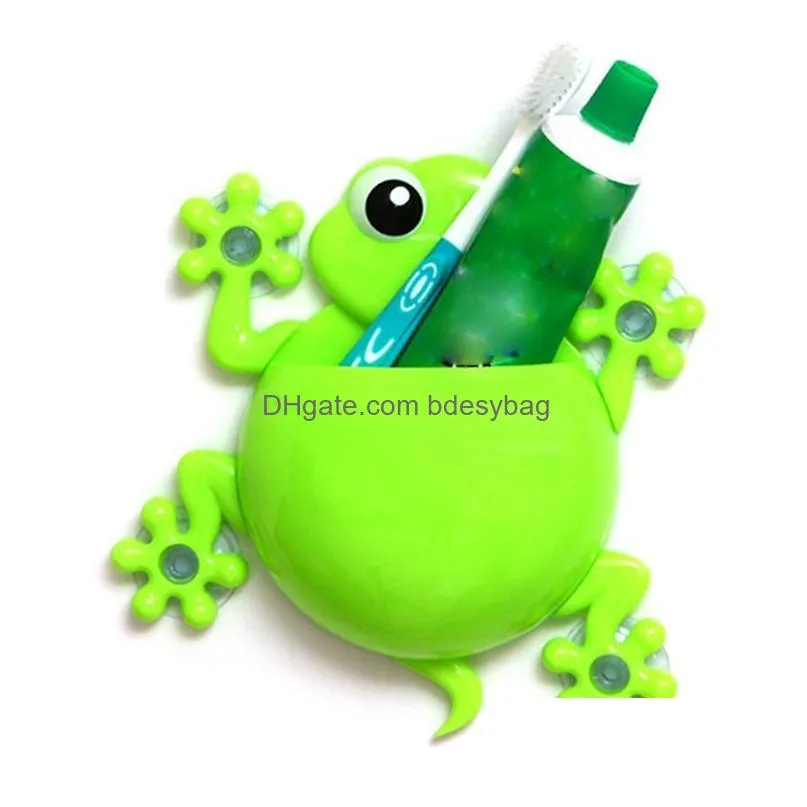 Toothbrush Holders Cute Lovely Cartoon Gecko Model Toothbrush Tootaste Holder Bathroom Sets Suction Hooks Tooth Brush Container Drop D Dhf9L