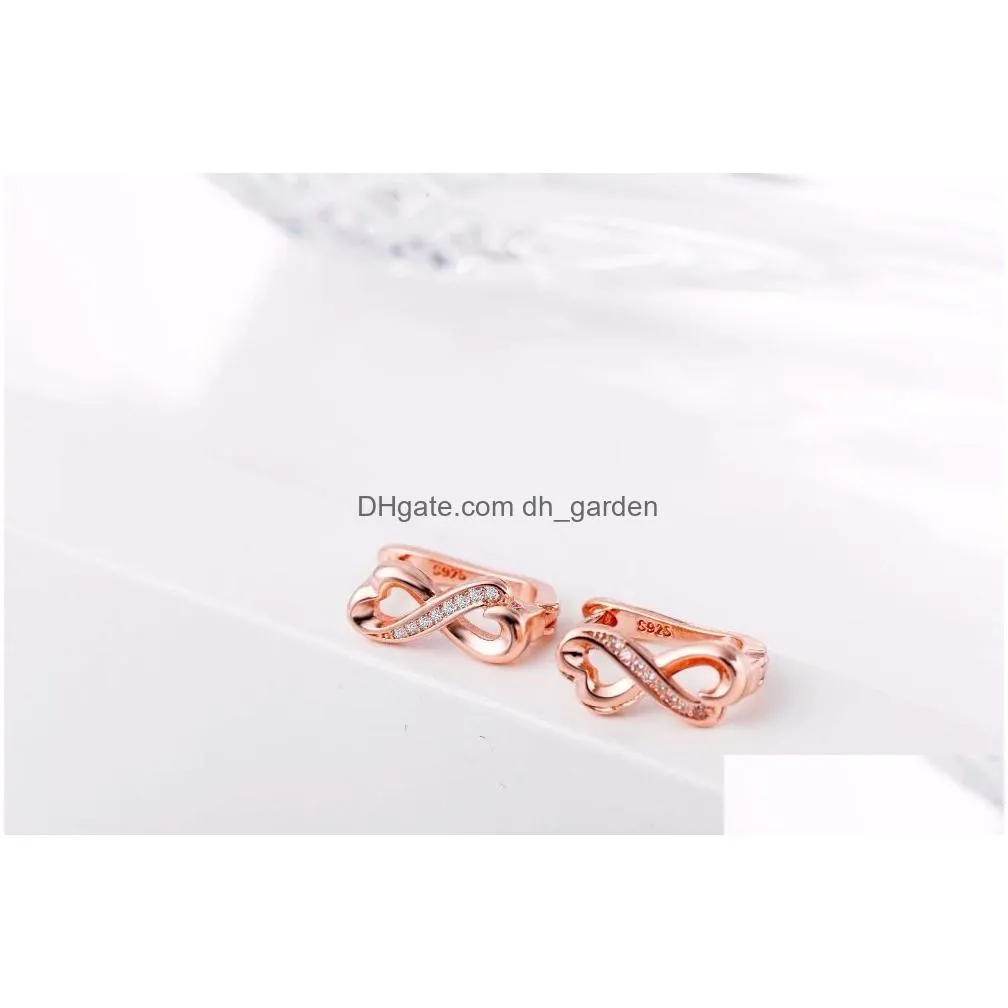 Stud 3 Color Rose Gold Infinity Earrings Studs Simple Brincos Lucky Number Figure Eight Cz Plata Stud Earring Gift Jewejlry Dhgarden Oto0R
