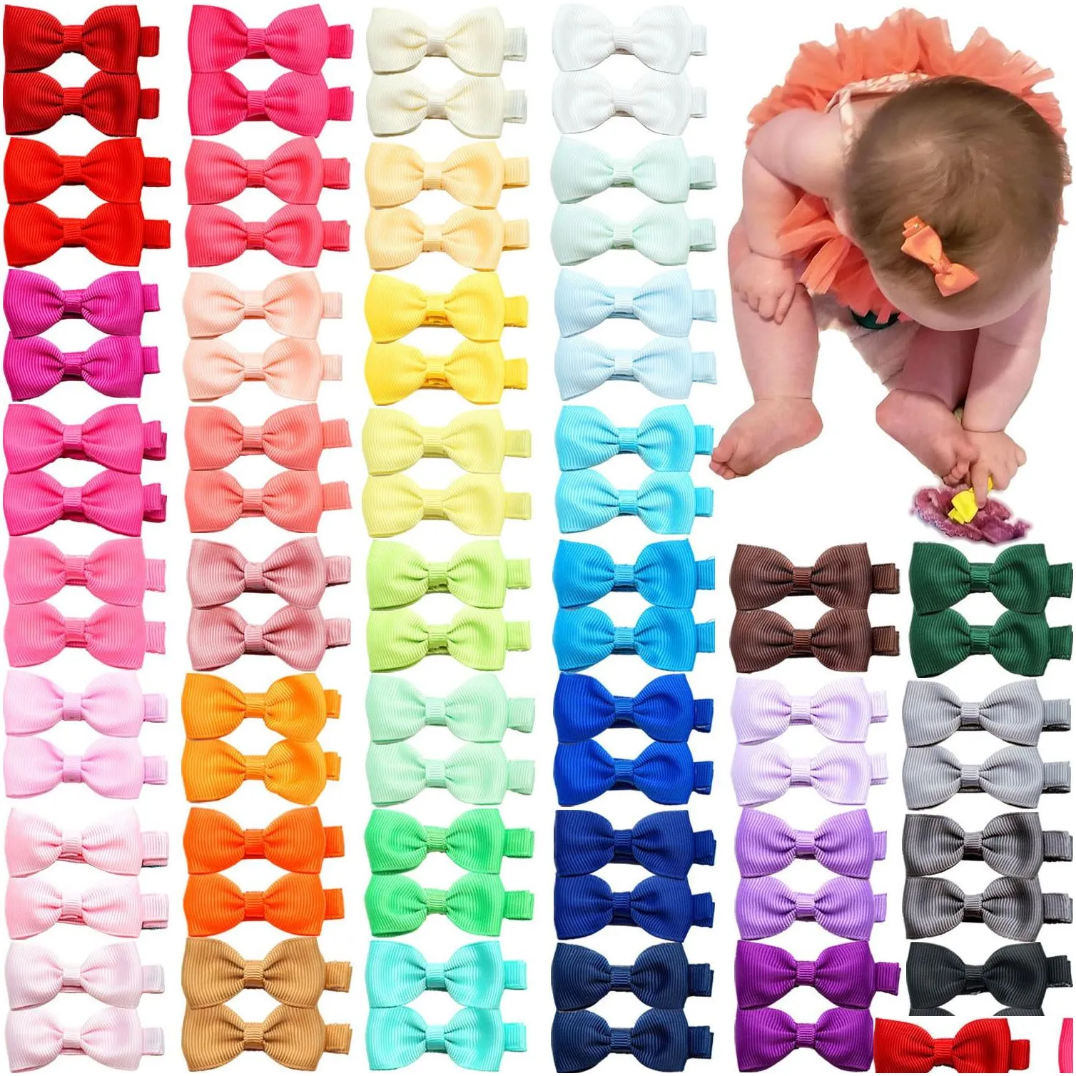 80 pieces baby hair clips 2 inches hair bows fully wrapped alligator clips for infant and baby girls 40 colors in pairs4280725