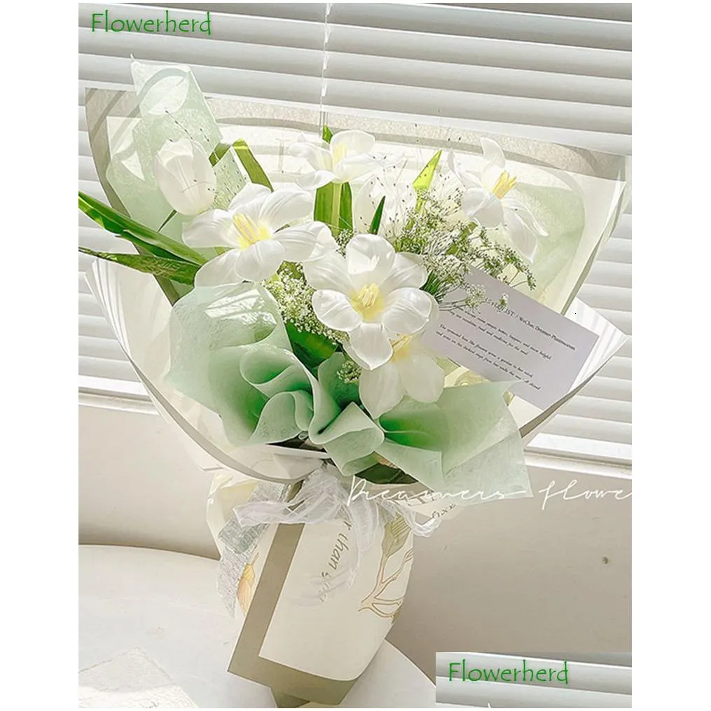 Packing Paper Wholesale Packaging Paper 20Pcs Garden Series Flower Bouquet Wrap Gift Shop Floral Valentines Day Drop Delivery Office S Dh6Zr