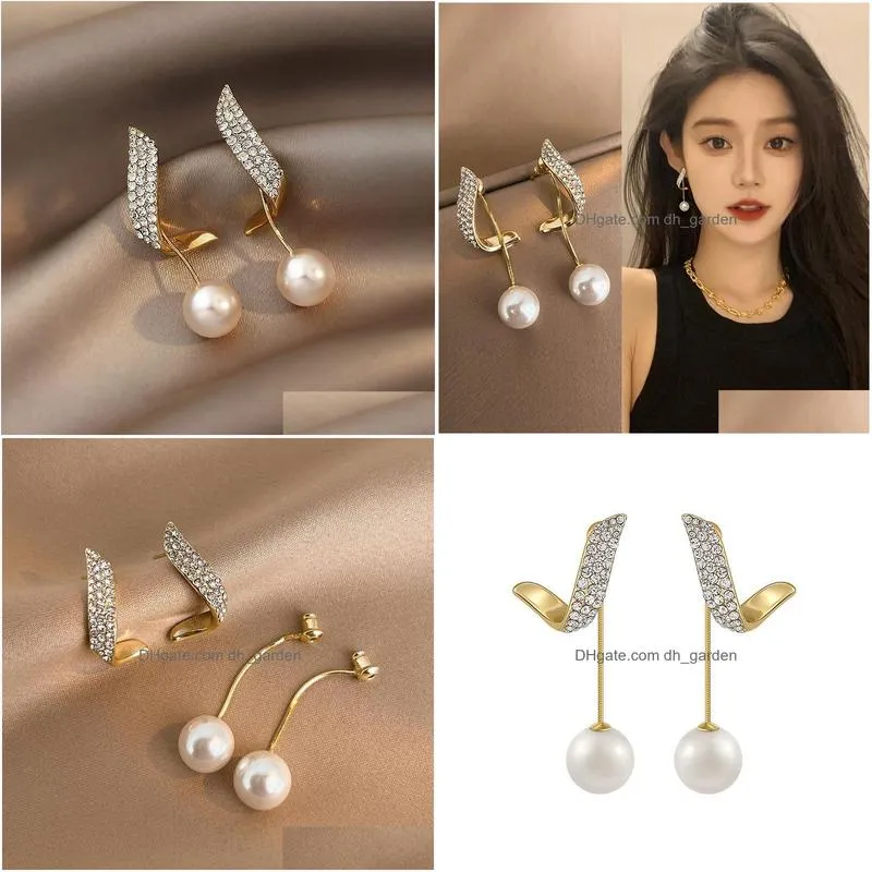 Dangle & Chandelier Fashion Geometric Metal Pearl Pendant Drop Earrings For Woman Gothic Girls Elegant Jewelry Wedding Set A Dhgarden Ottrm