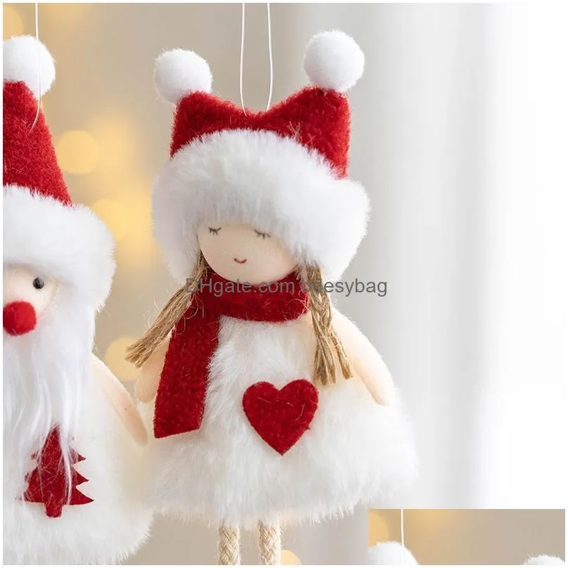 Christmas Decorations Christmas Decorations Plush Doll Cloth Art Santa Claus Snowman Elk Small Pendant Hanging Ornaments For Tree Deco Dhppr