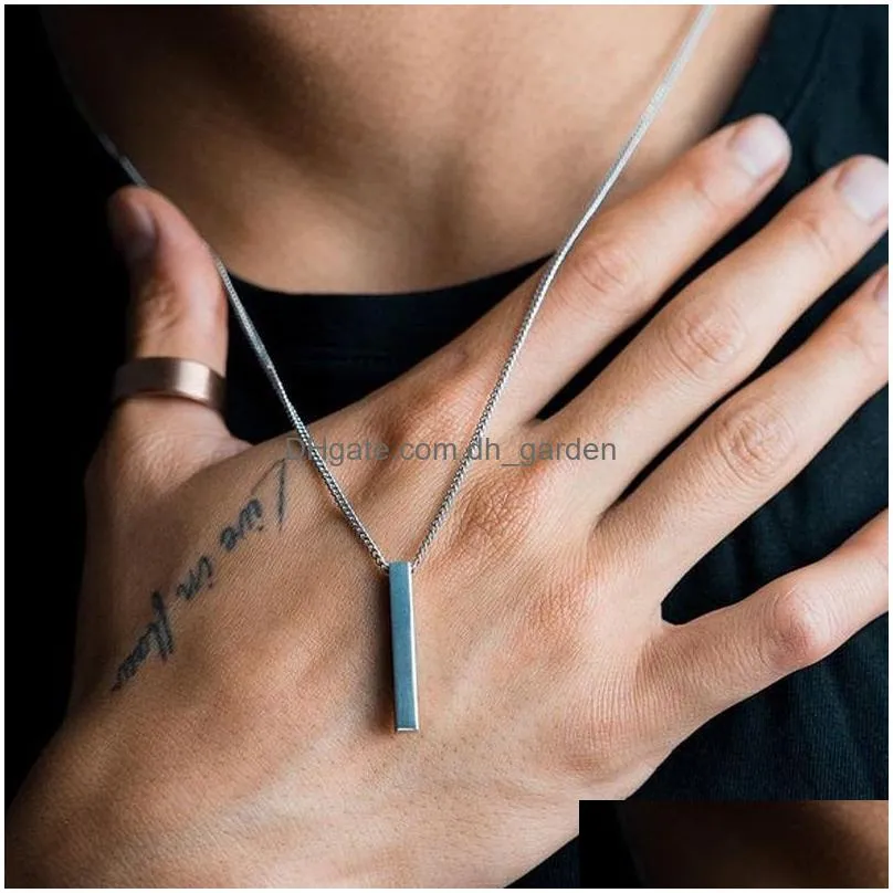 Pendant Necklaces Rec Pendant Necklace Men Stainless Steel Black Cuban Chain For Drop Delivery Jewelry Necklaces Pendants Dhgarden Otrgb