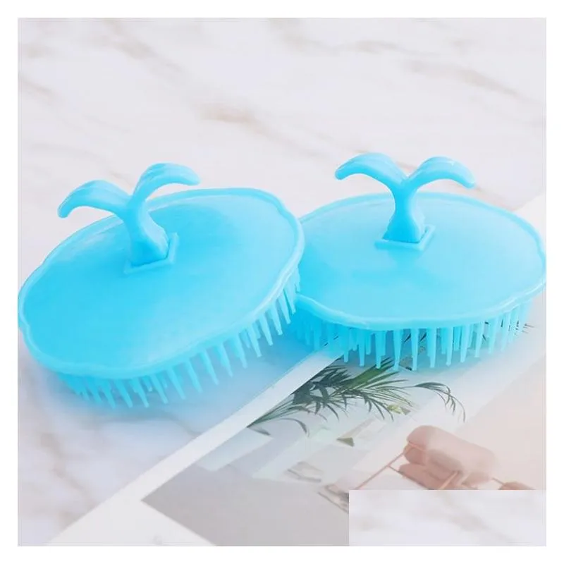 plum-shaped comb shampoo brush exfoliating hair brush head massage brush baby wash products t2g5004